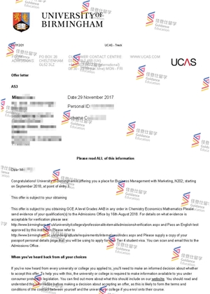University of Birmingham- Bachelor of Marketing