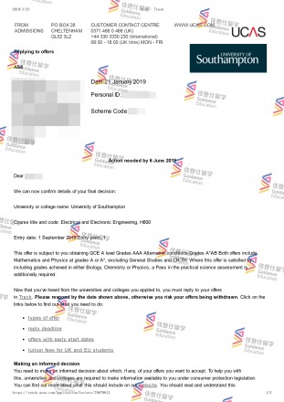 University of Southampton- Bachelor of Electronical and Electronic Engineering