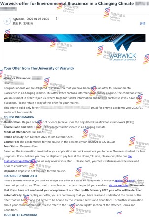 University of Warwick- Environmental Bioscience in a Changing Climate