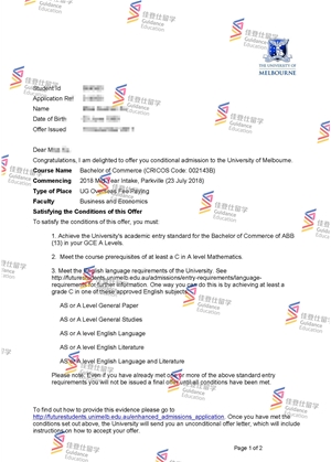 University of Melbourne- Bachelor of Commerce