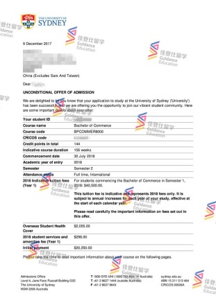 The University of Sydney- Bachelor of Commerce